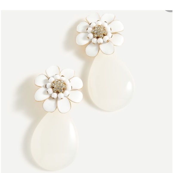 J. Crew Accessories - J. Crew White and Gray Teardrop Floral Earrings